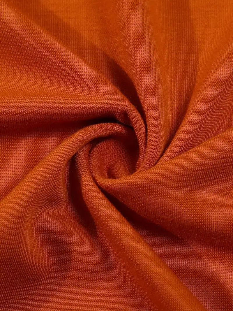 Weicher rostorangefarbener Rippstrickstoff für ein langärmliges Polohemd im Casual-Sporttop-Stil.