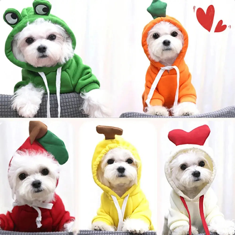 Sudadera con capucha de perro de fruta, abrigo de forro polar cálido para el invierno, ropa para cachorro