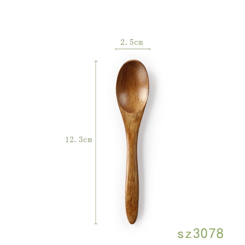 Japanese wooden honey spoon handcrafted from smooth medium-brown Hemu wood with natural grain finish and rounded bowl.