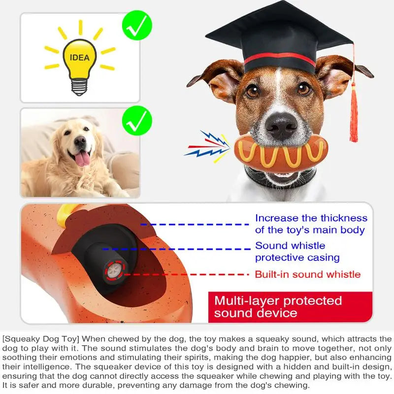 Jouet à mâcher indestructible pour chien, caoutchouc avec bruit de sifflement, nettoie-dents