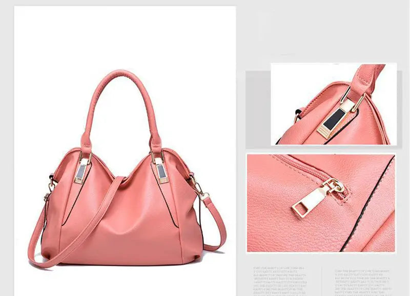 Pink high capacity women totes bag made of pu leather with gold-tone hardware and a detachable shoulder strap for versatile use.