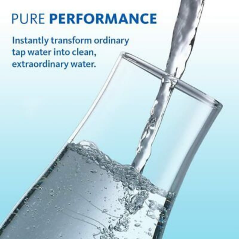 Clear glass tumbler filled with sparkling clean water demonstrating the Simpure 3 stage under sink water filter replacement pp uf for purified drinking water.
