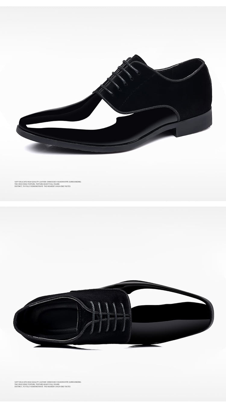 Navy Two Tone Velvet and Patent Leather Oxford Shoes