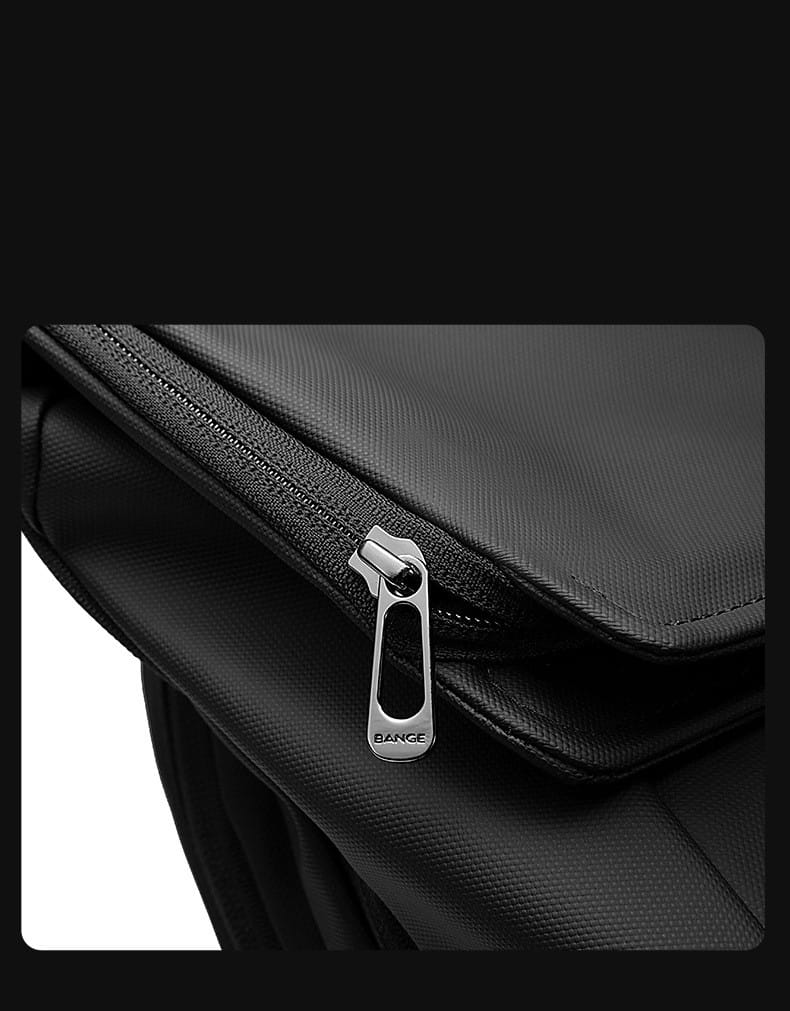 Black nylon business backpack with large 30 liter capacity featuring a sleek textured fabric and silver toned zipper pull.