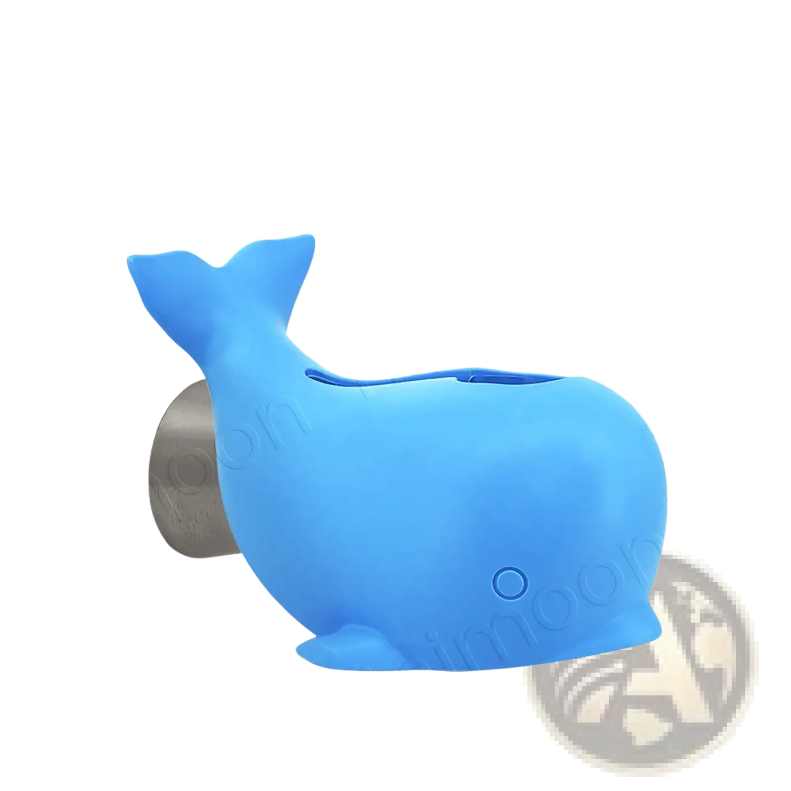 Blue silicone whale-shaped baby bath faucet cover protector designed for safety and soft protection during bath time