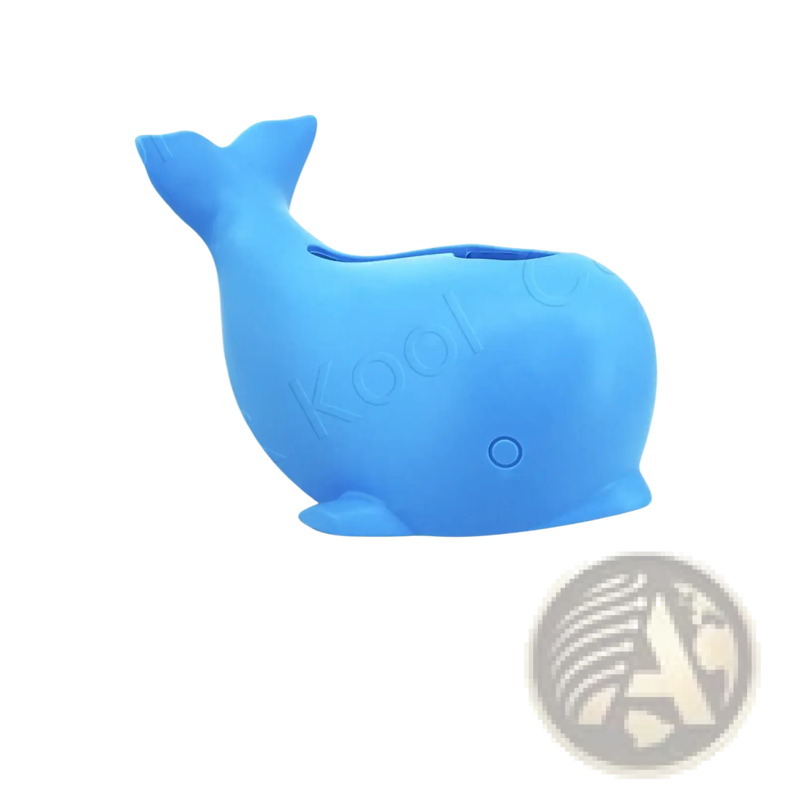Blue silicone whale-shaped baby bath faucet cover designed to protect toddlers during bath time use