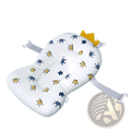 White pandube baby bath seat with blue and yellow crown patterns and adjustable straps for newborn tub support cushion