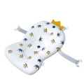 White pandube baby bath seat with blue and yellow crown patterns and adjustable straps for newborn tub support cushion
