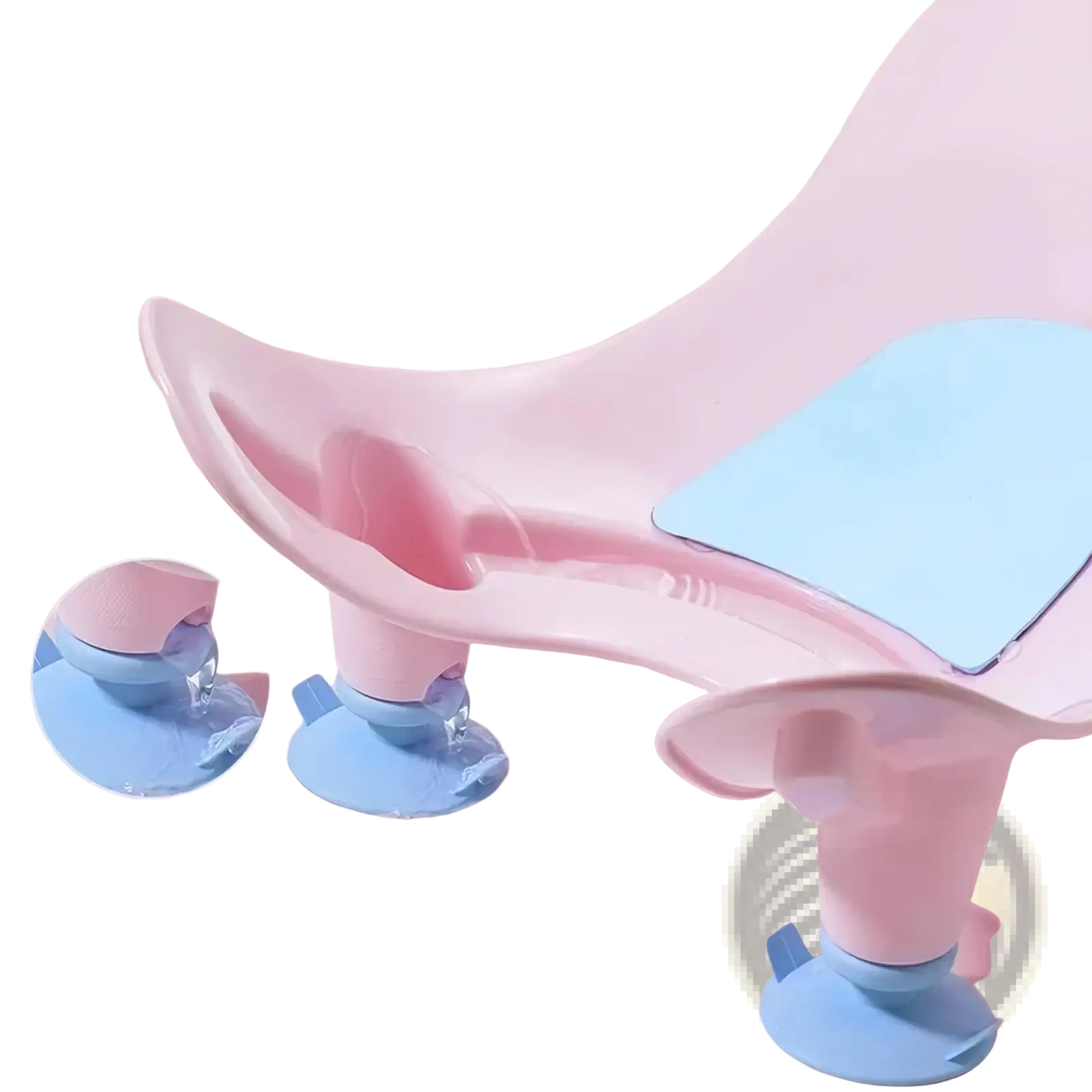 Baby bum washer newborn bottom cleaning basin with pink and light blue plastic bath seat and suction cups for stability