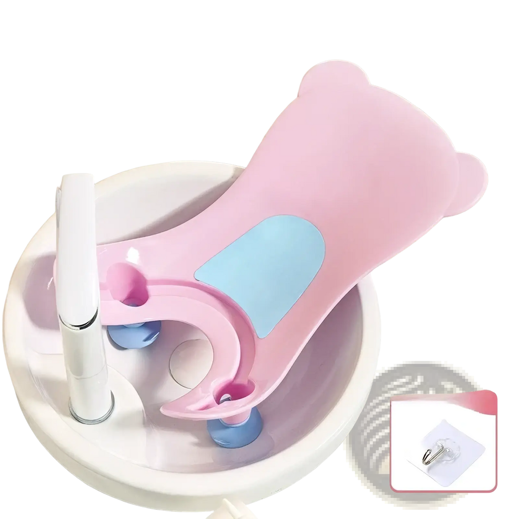 Baby bum washer newborn bottom cleaning basin baby bath seat in pink and light blue shaped like a bear