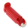 Red plastic car-shaped clip for baby car seat belt anti-skid lock ensuring secure buckle hold