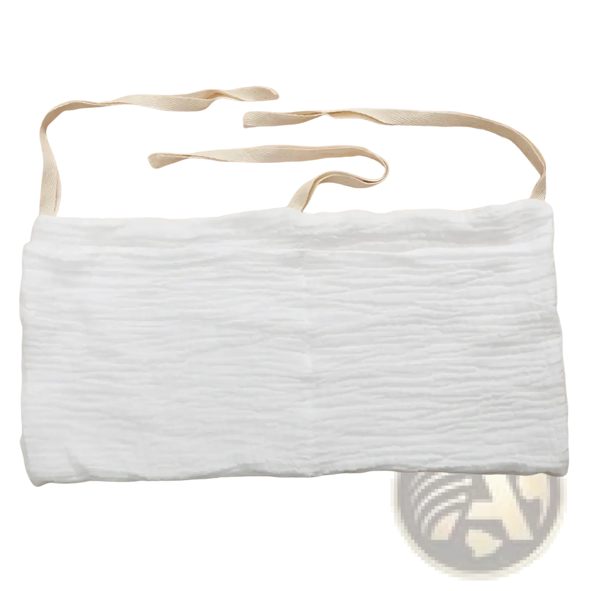 White textured cotton bandeau top with beige adjustable straps shown from the back for baby crib storage bag organizer