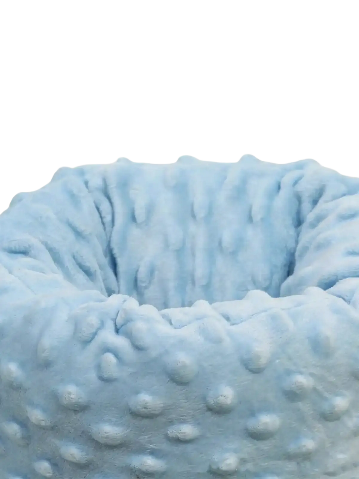 Light blue plush baby feeding arm pillow with textured bumpy surface soft nursing support cushion