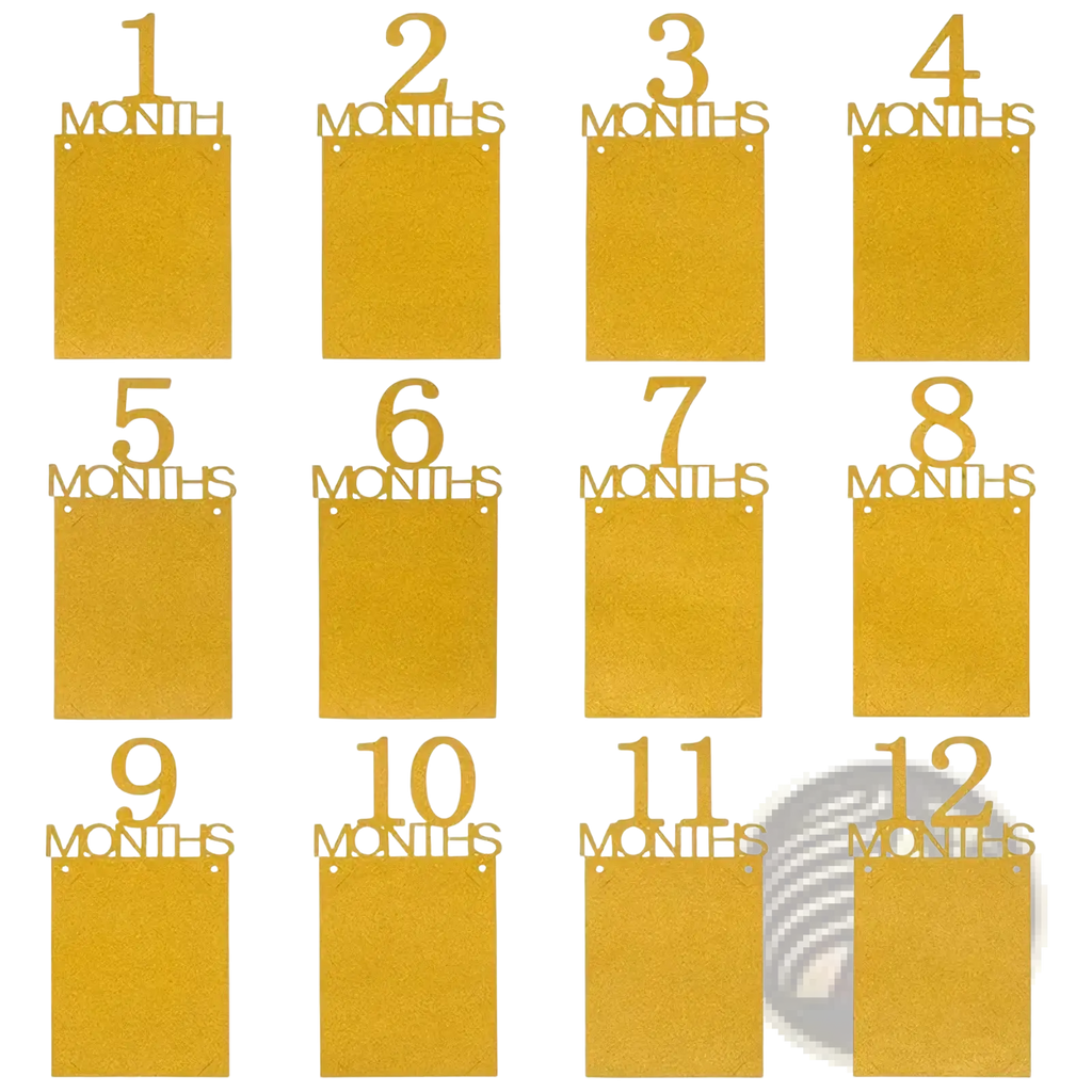 Gold metallic monthly milestone photo frames made of metal for baby first birthday photo banner milestone garland
