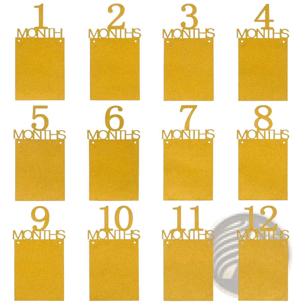 Gold metallic monthly milestone photo frames made of metal for baby first birthday photo banner milestone garland