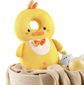 Yellow plush duck baby head protector anti fall backpack cushion with orange beak and bow tie for safety