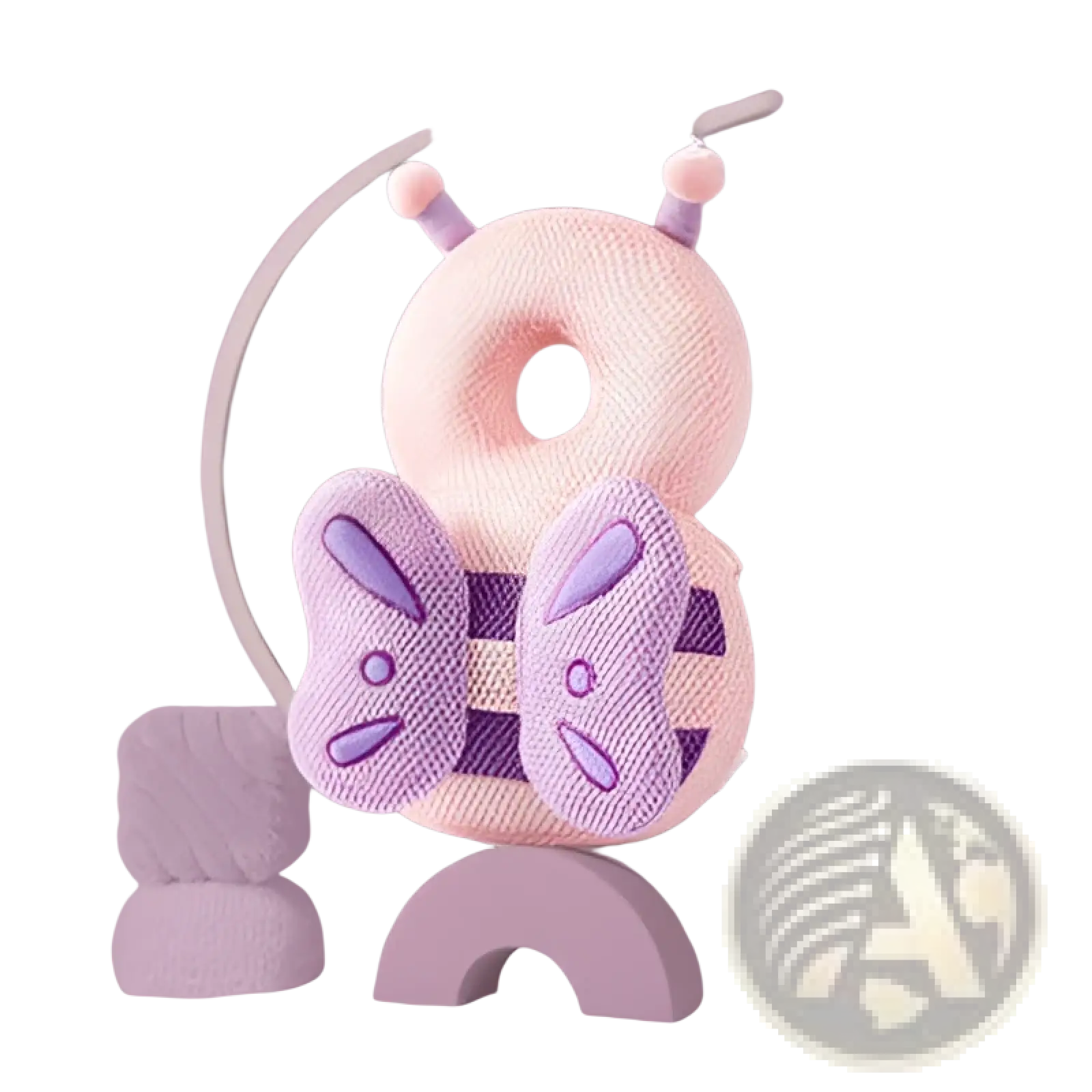 Pastel pink and lavender butterfly-themed baby head protector anti fall plush backpack cushion with soft mesh fabric