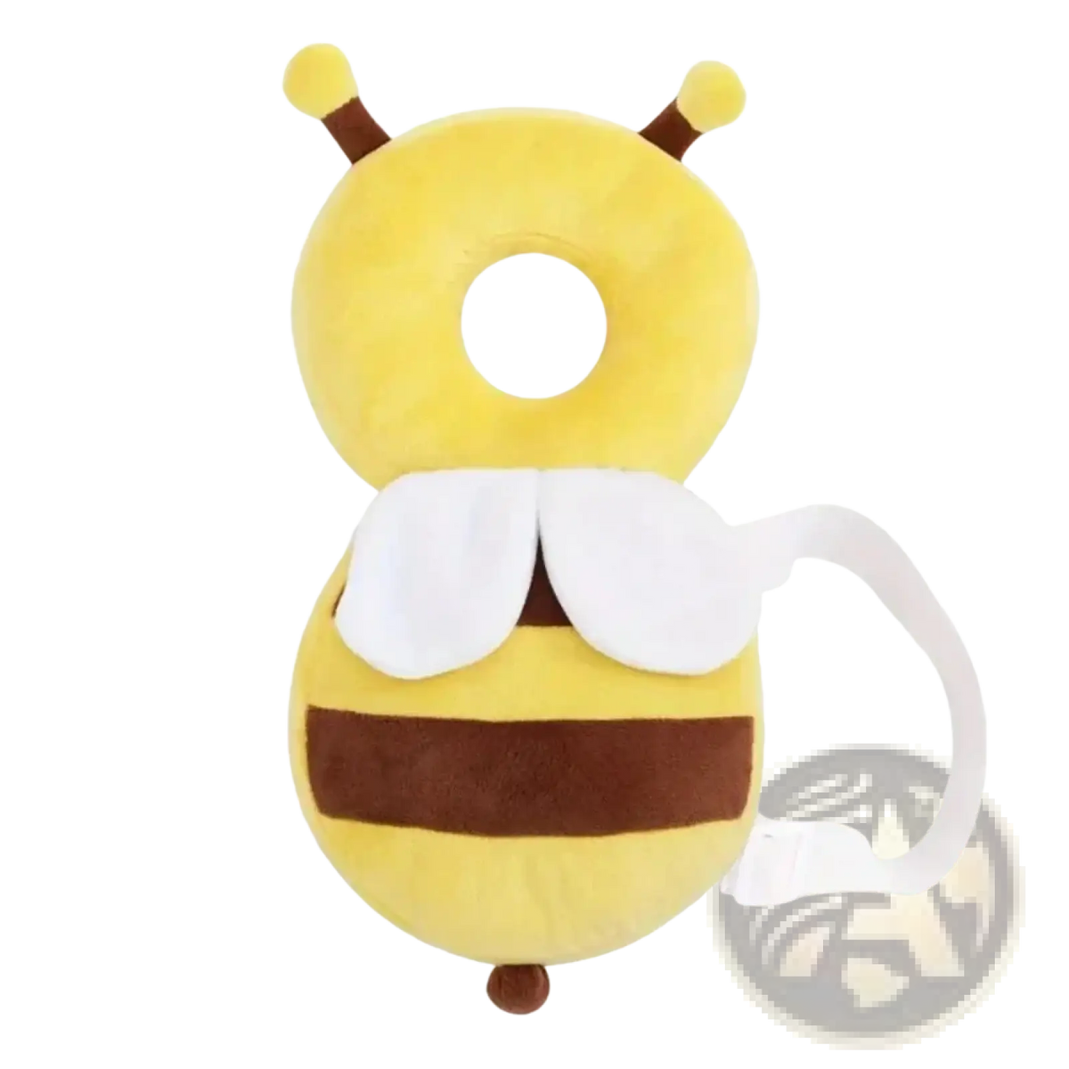 Yellow and brown plush bee-shaped baby head protector safety pillow with white wings for fall prevention