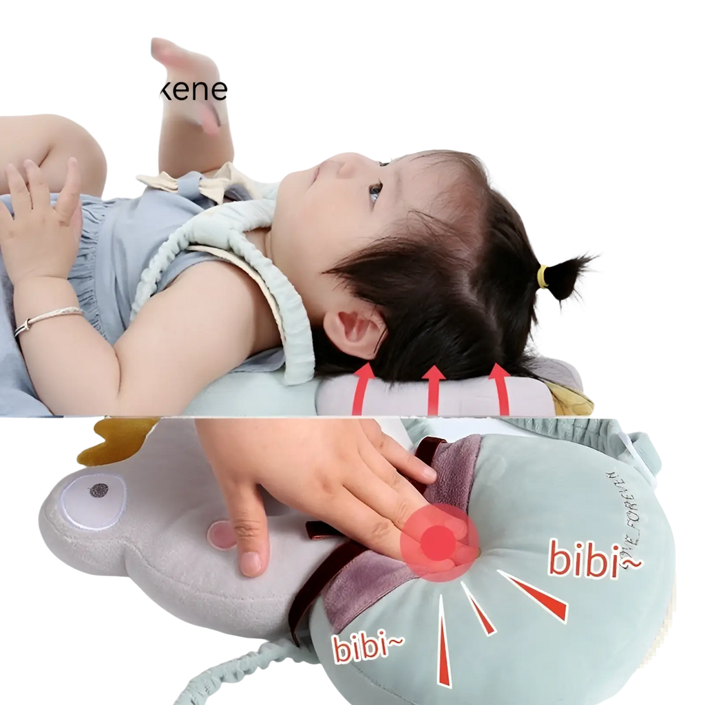 Light blue plush dinosaur baby head protector toddler fall protection pillow with soft elastic filling and bibi branding