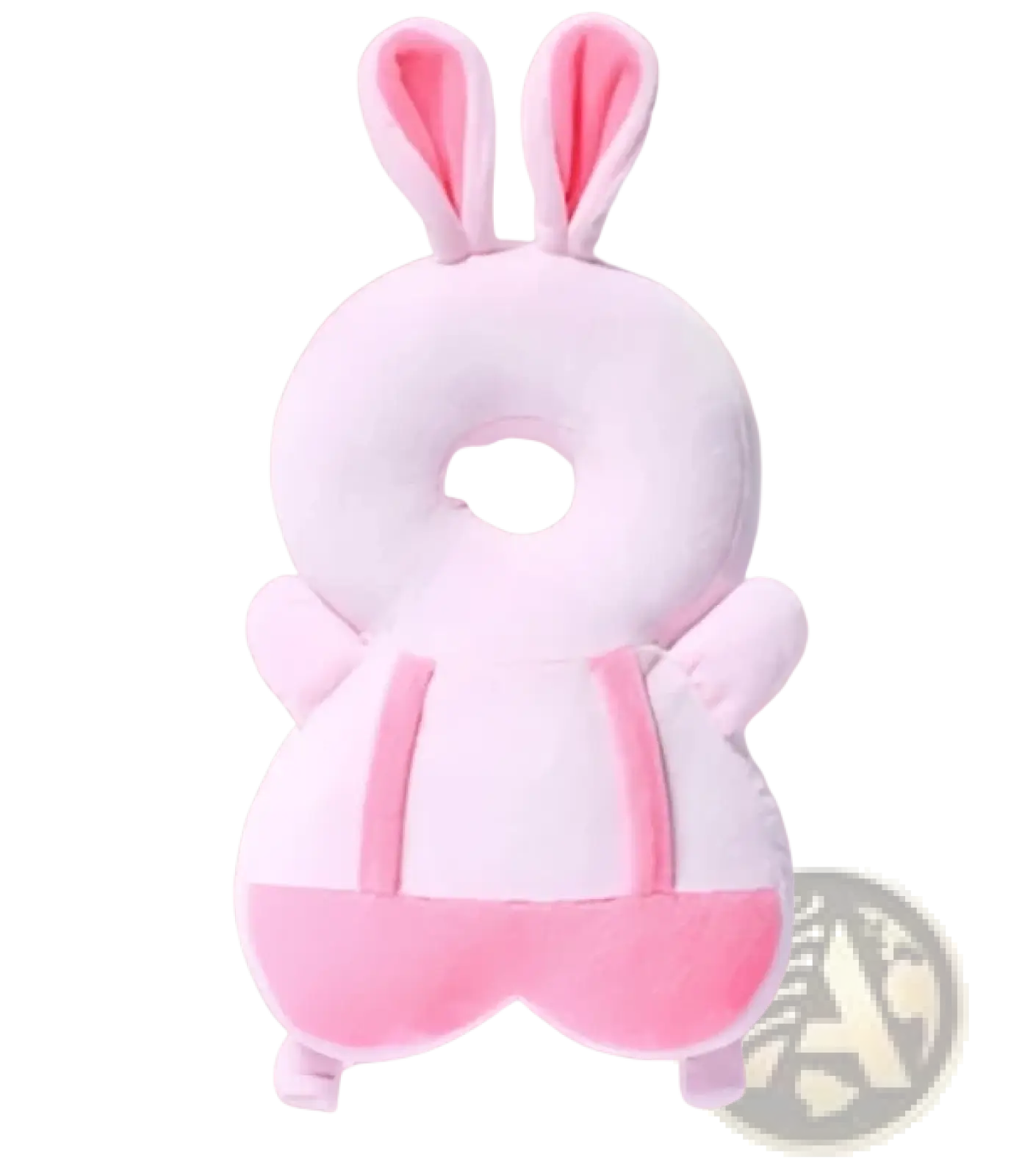 Pink bunny-shaped baby head protector toddler fall protection pillow made of soft plush material with rounded ears