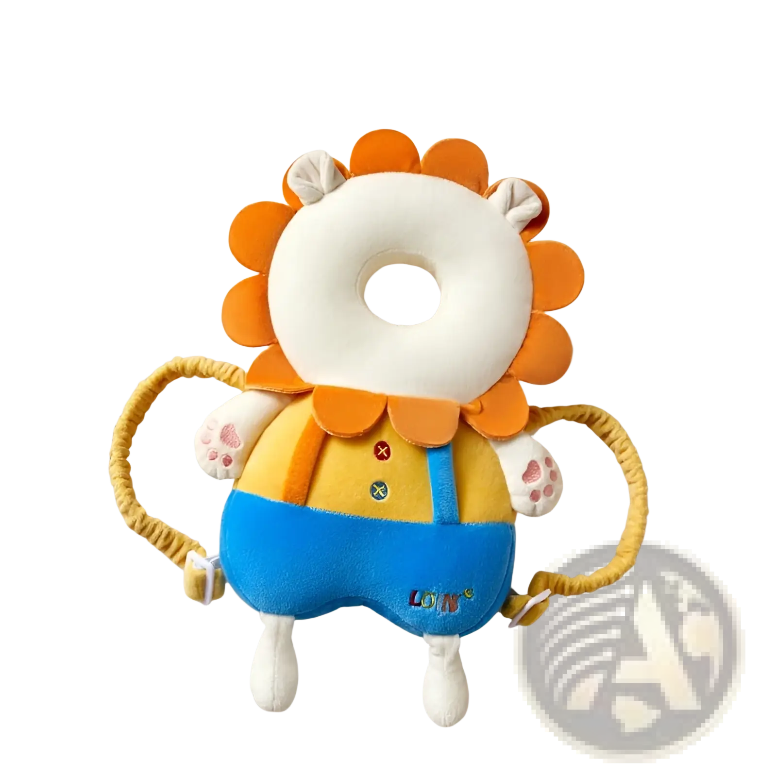 Baby head protector toddler fall protection pillow with cute orange and white lion cub headband and colorful straps