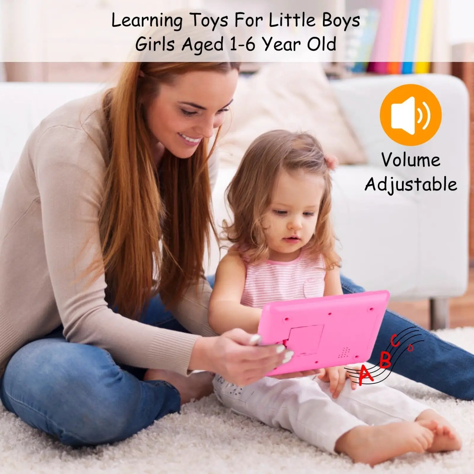 Pink plastic baby learning tablet educational toy for toddlers aged 1-6 years old for early development
