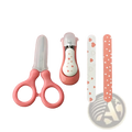 Baby nail care set 4-piece grooming kit with pink heart-patterned plastic handles and toddler nail tools