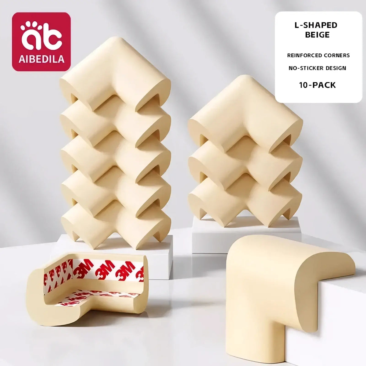 Beige baby safety corner guards soft foam edge protectors with reinforced edges and 3m adhesive no-sticker design