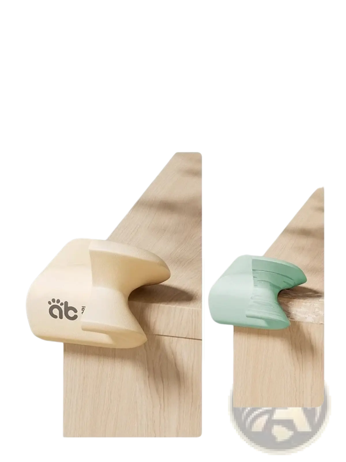 Baby safety corner guards soft foam edge protectors in cream and mint green silicone with a flexible design for furniture edges