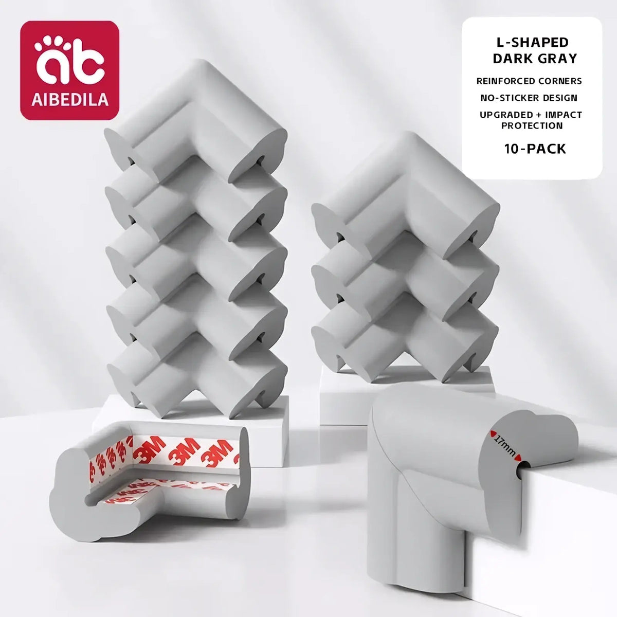 Dark gray baby safety corner guards soft foam edge protectors with reinforced edges no-sticker design and impact protection