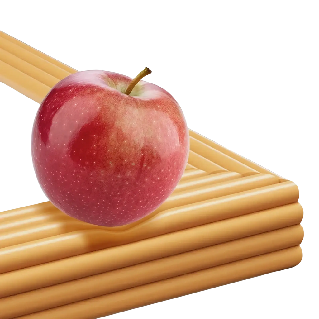 A glossy red and yellow apple on golden brown wooden sticks illustrating baby safety edge protector strip 2m features
