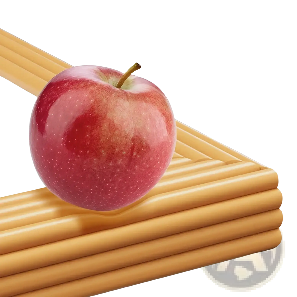 A glossy red and yellow apple on golden brown wooden sticks illustrating baby safety edge protector strip 2m features