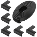 Black foam baby safety table corner protector strips coiled and in individual l shaped pieces for child protection