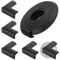 Black foam baby safety table corner protector strips coiled and in individual l shaped pieces for child protection