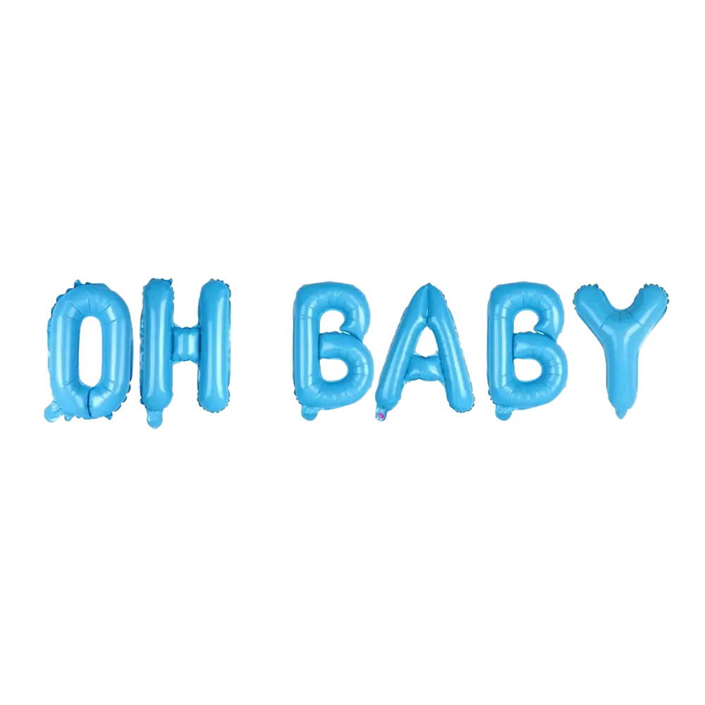 Light blue inflatable foil balloons letter set spelling oh baby for baby shower decoration
