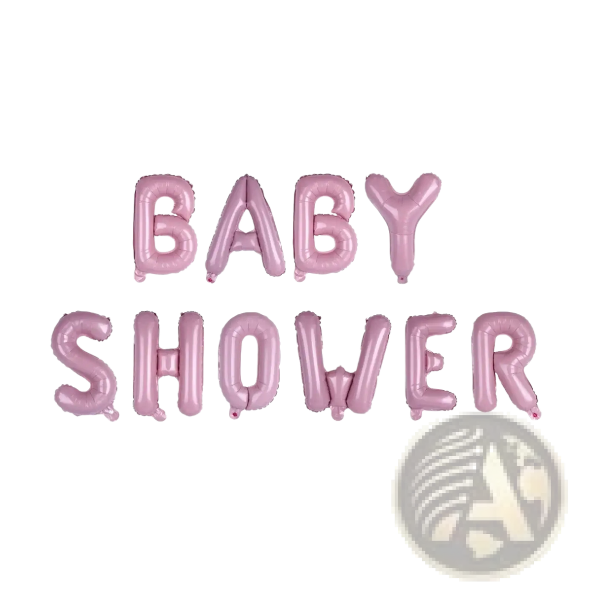 Pink metallic foil balloons spelling baby shower for party decoration in a letter set product image