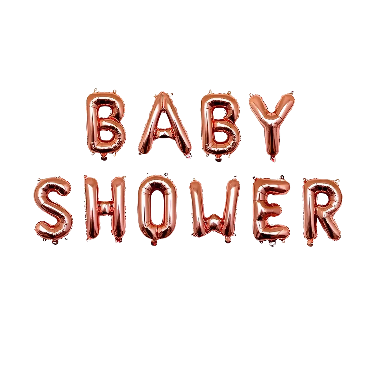 Rose gold foil balloons letter set spelling baby shower for party decoration and celebration purposes