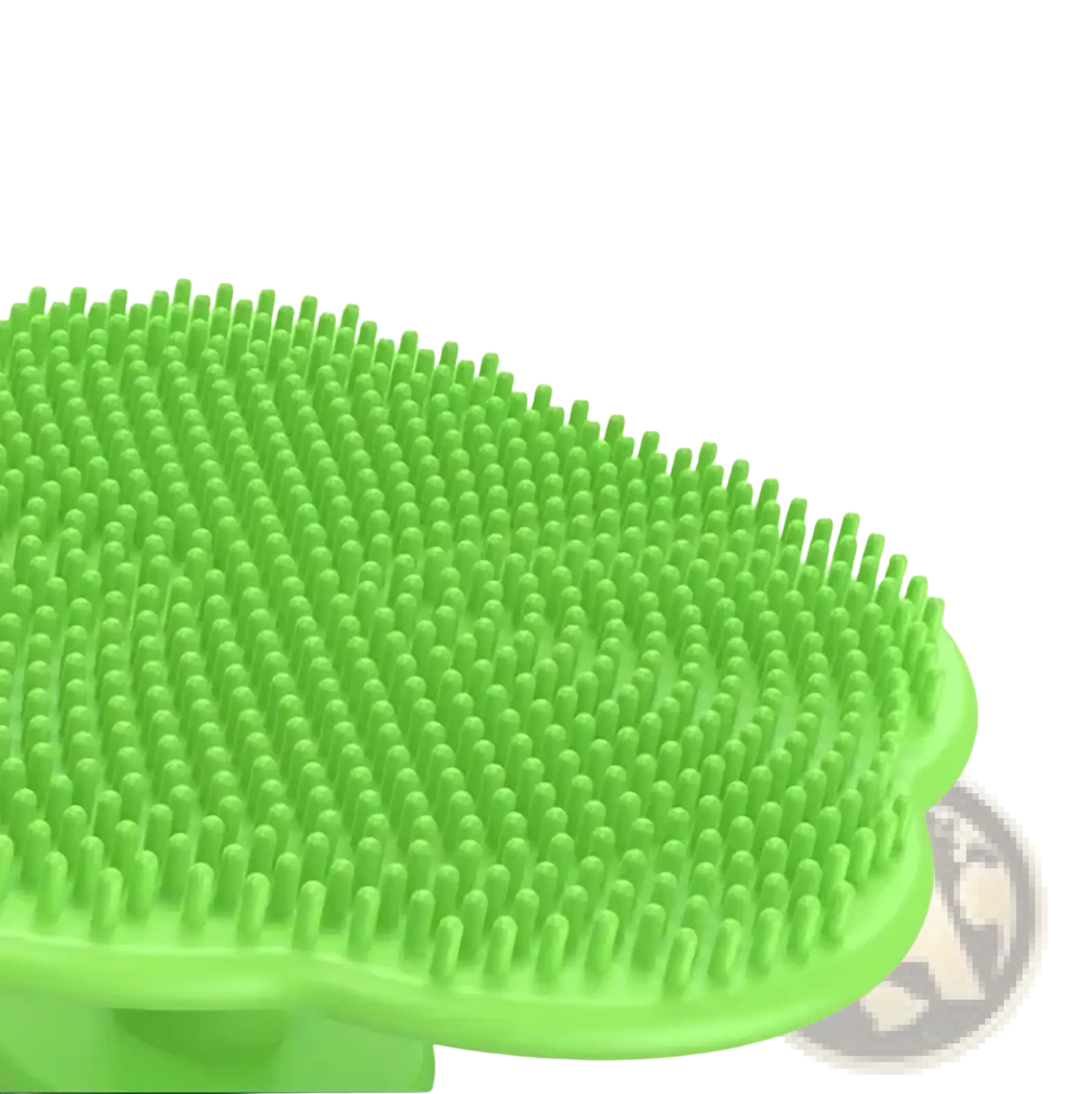 Bright green baby silicone hair brush with soft dense bristles for gentle scalp cleaning and massaging