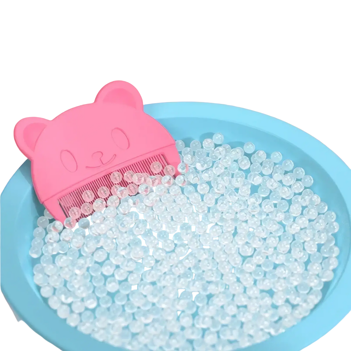 Pink bear-shaped baby silicone hair brush and scalp massager made of food-grade pp material for gentle care