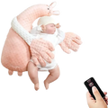 Pink plush llama-shaped baby sleeper with textured surface and embroidered facial features for sleep aid soothing hand doll
