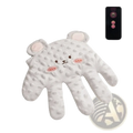 White plush bear-shaped hand warmer with embroidered face and textured surface for baby sleep aid soothing palm pillow