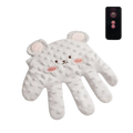 White plush bear-shaped hand warmer with embroidered face and textured surface for baby sleep aid soothing palm pillow