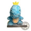 Blue plush dinosaur baby soothing sleep toy with yellow crown and glowing heart on belly for calming comfort