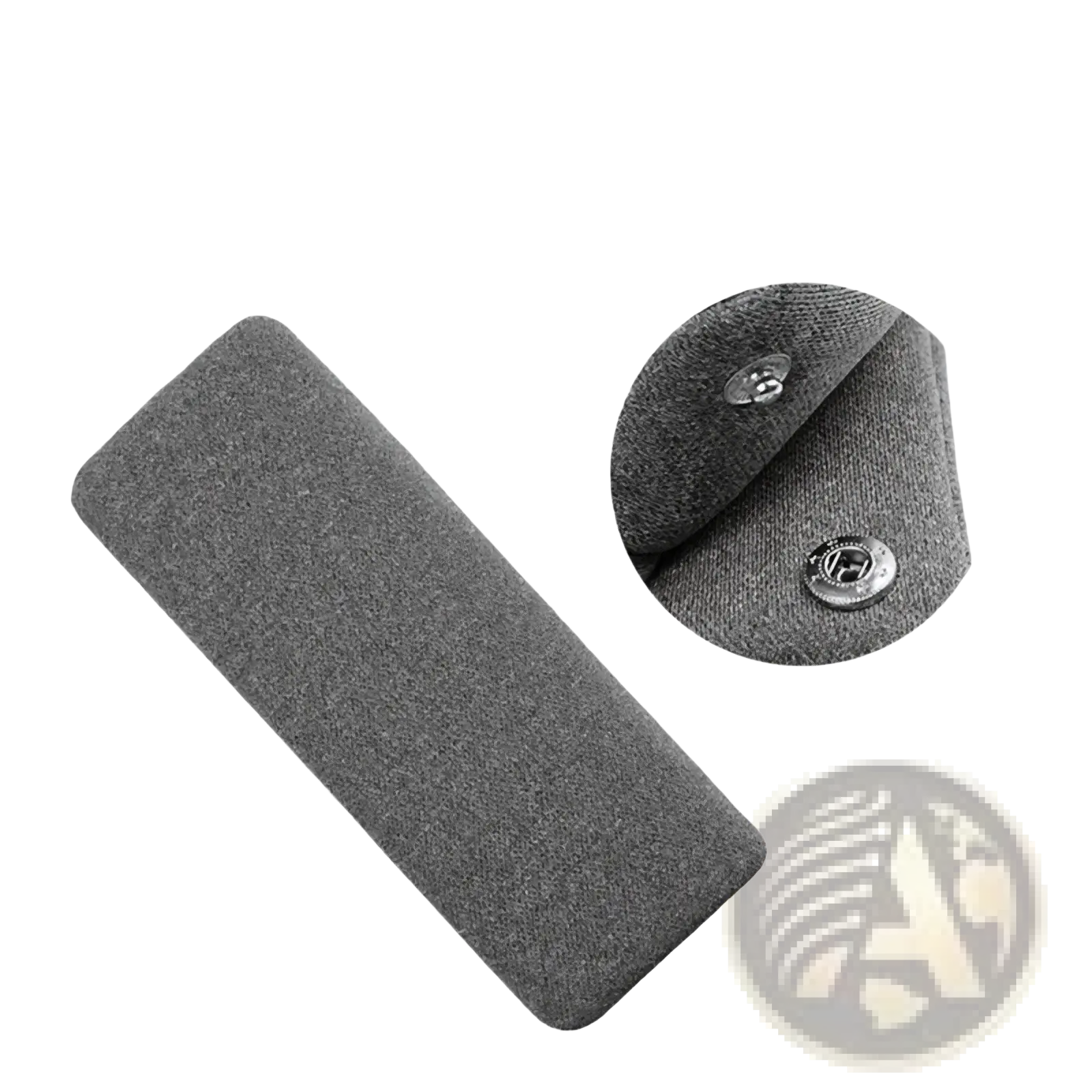 Gray textured fabric strap with detachable metal buckle for baby stroller safety harness pad and crotch cushion