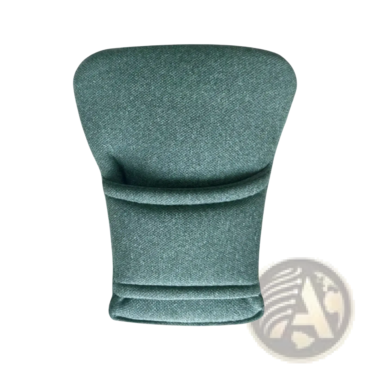 Teal textured fabric baby stroller safety harness pad and crotch cushion with contoured shape and stitched seam details