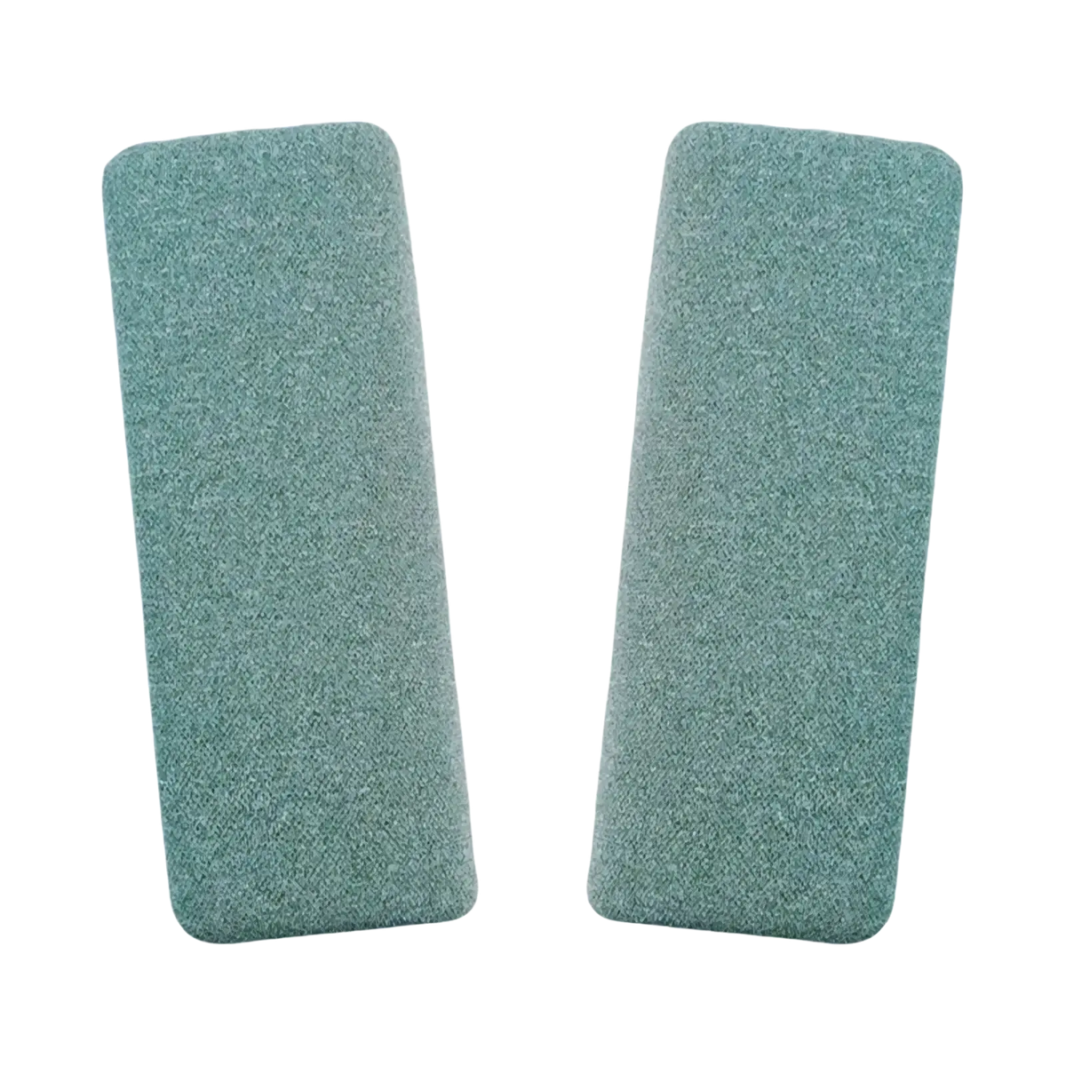 Two teal textured fabric armrest pads for baby stroller safety harness and crotch cushion protection