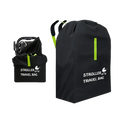 Black stroller travel bag with neon green accents and white logo waterproof xl foldable for easy transport
