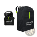 Black stroller travel bag with neon green accents and white logo waterproof xl foldable for easy transport