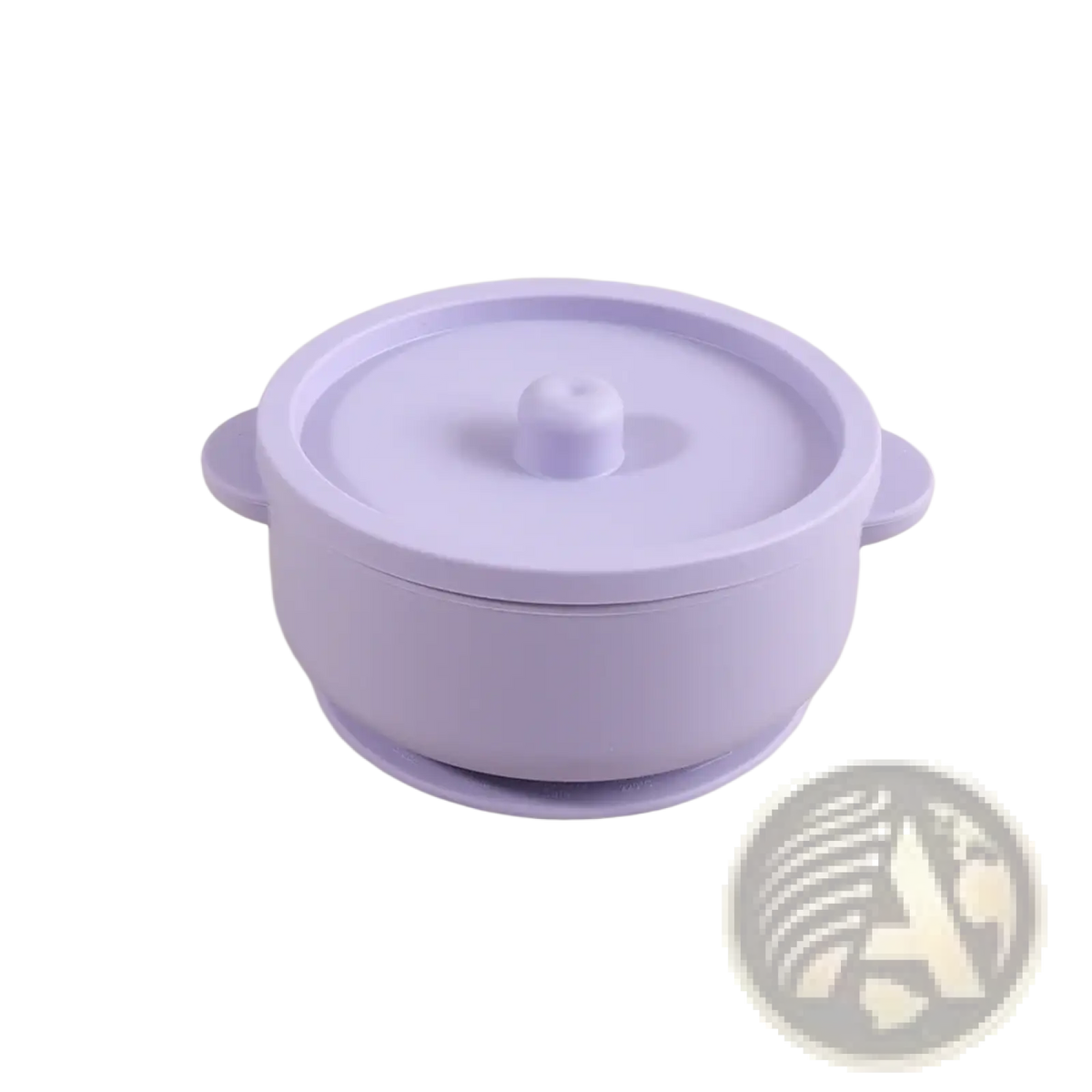 Lavender silicone baby training bowl with lid and suction base for weaning made of stainless steel and silicone