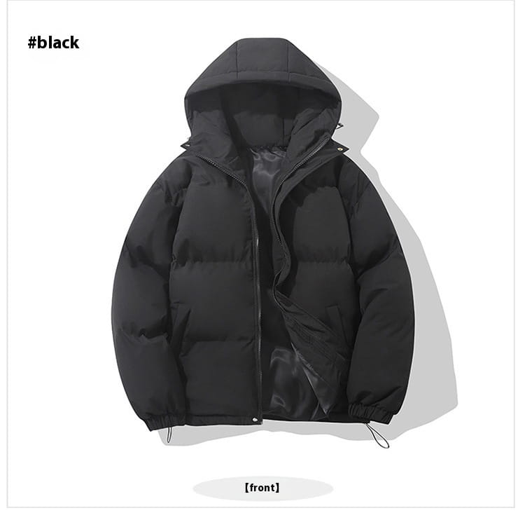 Damen-Kapuzensteppjacke mit wattierter Polsterung in Schwarz mit Stepp-Design und Kapuze für zusätzliche Wärme und Komfort